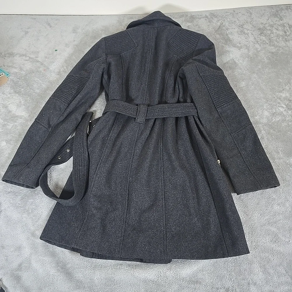 Michael Kors Coat Womens Small Gray Wool‎ Asymmetrical Belted Walker Casual